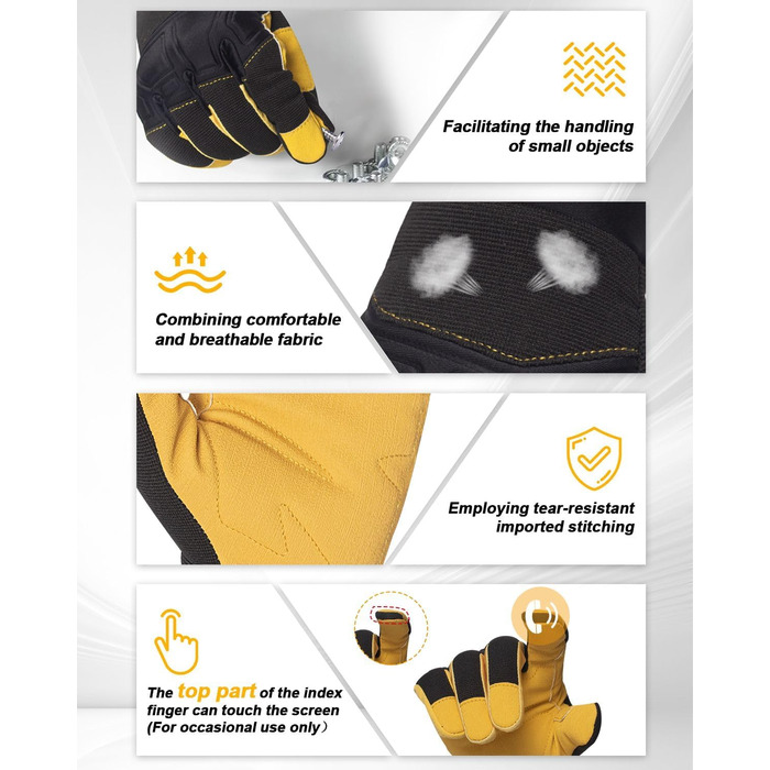 Зимові рукавички RIGWAR для чоловіків та жінок, водонепроникні велосипедні рукавички з підтримкою сенсорного екрану, терморукавички, вітрозахисні рукавички для їзди на конях, мотоциклі, походів, велосипедів, прогулянок (Чорний з жовтим, S)