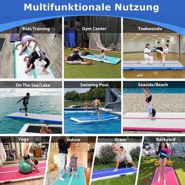 Килимок для гімнастики Dicke Turnen: 2м, 3м, 4м, 5м, 10/20см, 300х100х15см, 100х60см. Нековзкий, для дому, тренувань, йоги, фітнесу. Зелений, Синій