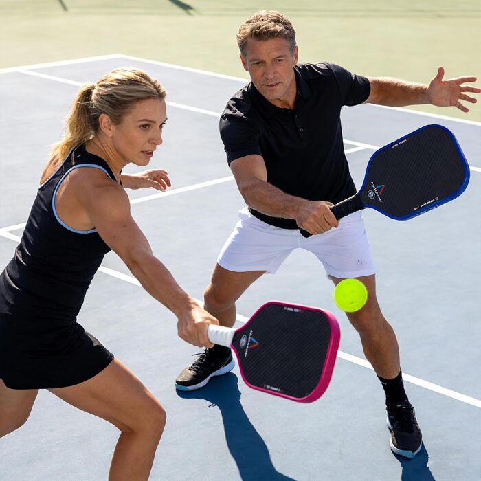 Набір ракет для піклболу Pro, 2 шт. з вуглецевого волокна 3K, USAPA, рожевий та блакитний