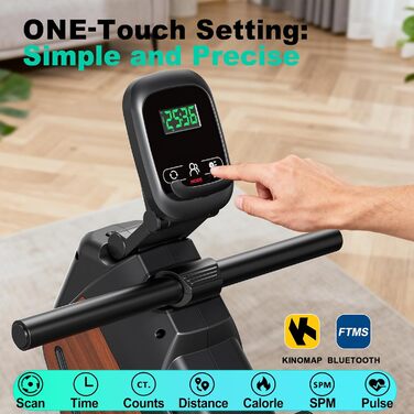 Магнітний тренажер для дому з регулюванням опору (16 рівнів), тихий (<30dB), складаний (0,28м²), синхронізація з Kinomap APP, максимальне навантаження 160 кг - ідеальний для кардіотренувань та загальної фізичної підготовки, з імітацією текстури дерева