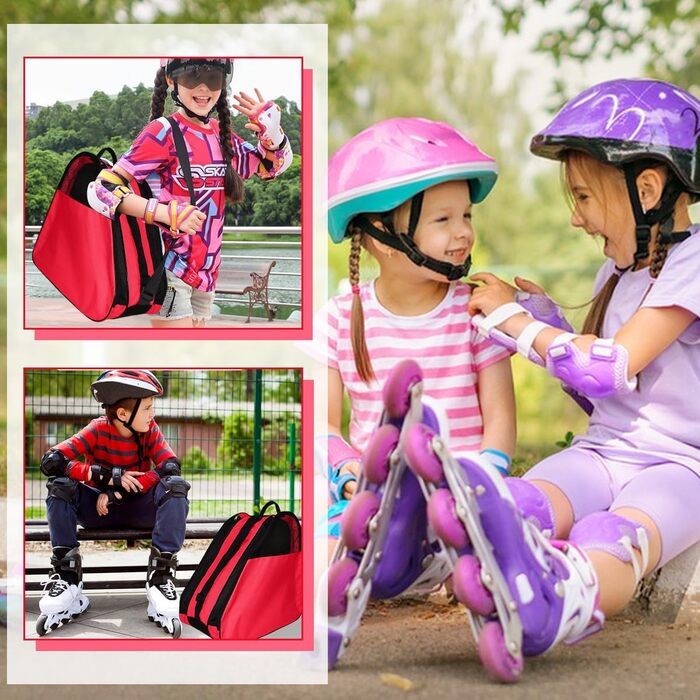 Сумка для роликових ковзанів, роликових ковзанів, ковзанів для льоду, сумка для ковзанів, червона, для жінок та чоловіків