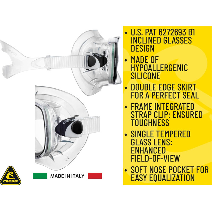 Набір для снорклінгу Cressi Estrella: маска та трубка Seal Dry, прозорий/аквамарин, універсальний розмір