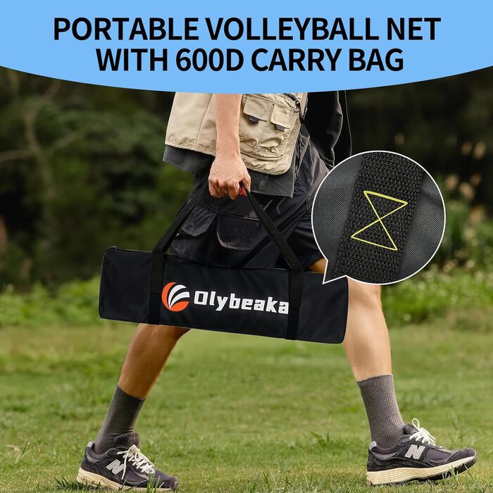 Набір для волейболу на вулиці: портативна сітка, м'яч, насос, сумка, міцна сітка (20 футів, блакитний)