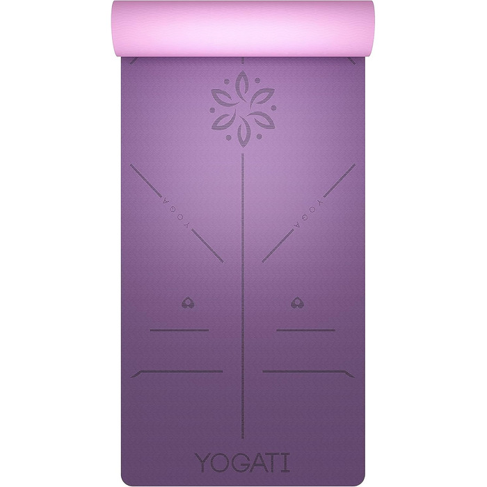 Килимок для йоги YOGATI, неслизький та товстий, з позначками для вирівнювання тіла, спортивний килимок для дорослих та дітей, ідеальний для пілатесу та фітнесу