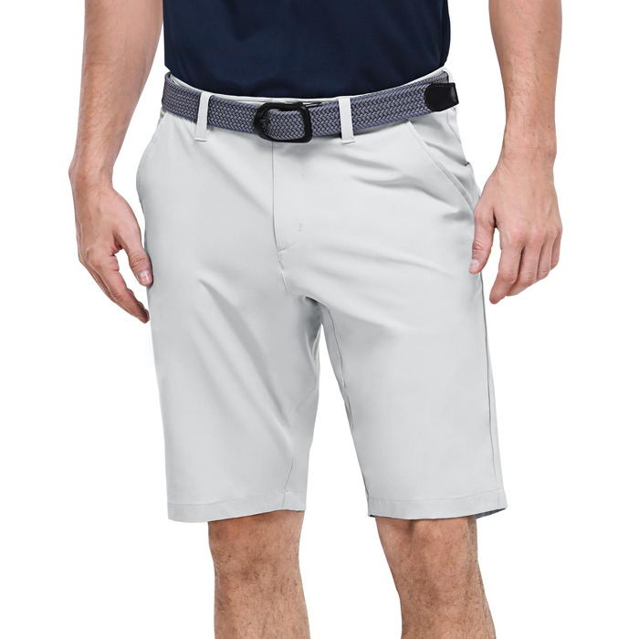 Чоловічі шорти для гольфу Outdoor Ventures UPF 50+ Stretch Dry Fit, швидкосохнучі бермуди з кишенями, сріблясто-сірі, розмір 36