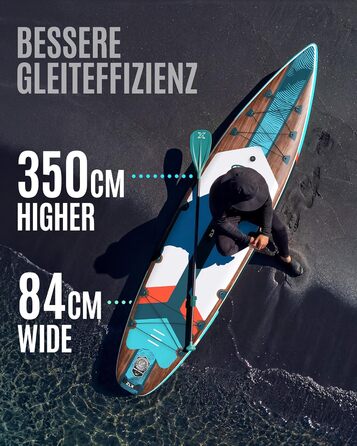 SUP дошка ZLX 350x83 см для початківців та досвідчених, світло-зелена з деревним малюнком, вантажопідйомність 200 кг