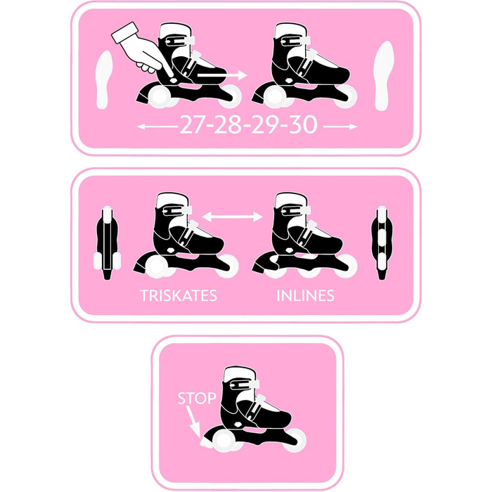 Ролики TRISKATES 2-в-1 регульовані для дітей (SKIDS CONTROL FILLE 2025, рожеві, розмір 27-30)