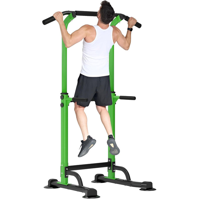 Турнік Power Tower SDHYL з регулюванням висоти, для тренувань пресу та спини, підходить для початківців та професіоналів (зелений/чорний)