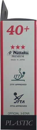 Тенісні м'ячі NITTAKU пластикові 3 зірки, білі, 40+ ITTF, 12 шт, преміум якість, оригінал