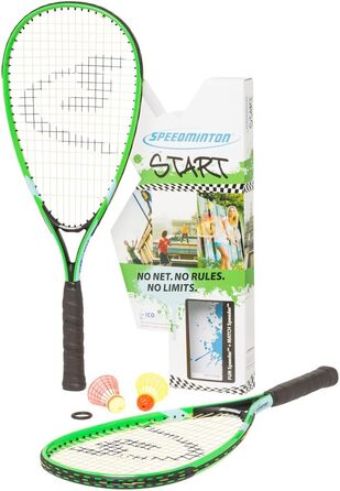 Набір для кросмінтону Speedminton Start, унісекс, 2 ракетки, 3 м'ячі, зелений/синій/чорний, бали червоні/зелені