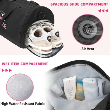 Спортивна сумка-дафл Kilofly для дівчаток: сумка для балету, танців та гімнастики, дорожня сумка на плече S1