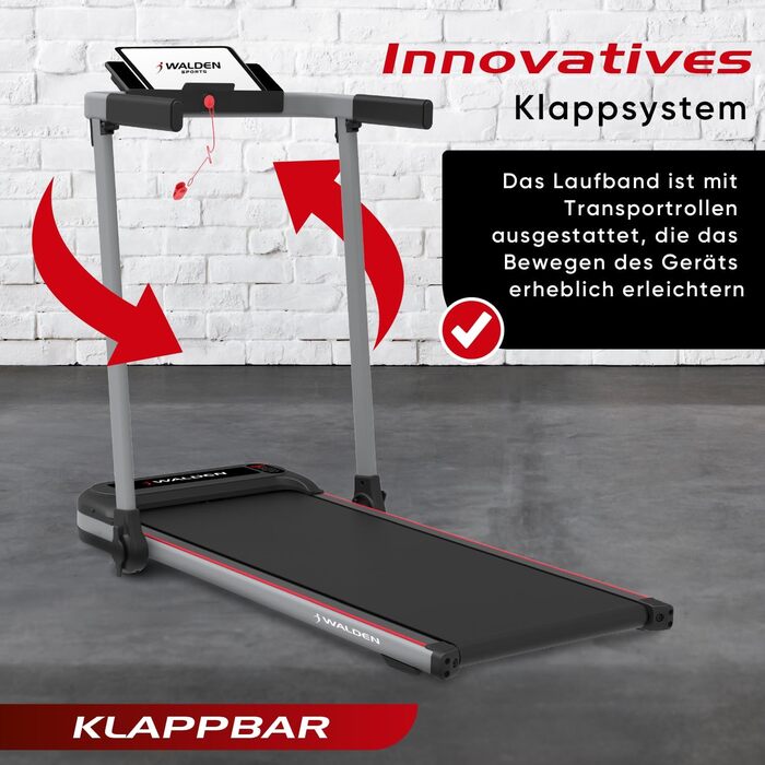 Електричний біговий тренажер Walden F2800 – складний, для дому та офісу, 2.5 PS, швидкість 1-10 км/год, 12 програм, LCD дисплей, фітнес та схуднення