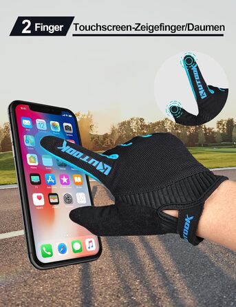 Велосипедні рукавички KUTOOK: антиковзаючі, амортизуючі, з гелевою підкладкою, сенсорні, для MTB, шосе, трейл, гірський велосипед, похід, блакитні, розмір L