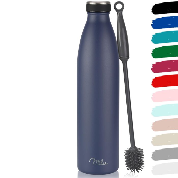 Термофляшка Milu з нержавіючої сталі, 1-1,5 л, подвійні стінки, для газованих напоїв, ізольована, витримує гарячі та холодні напої (Navyblau)
