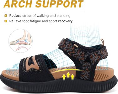 Зручні трекінгові сандалії KuaiLu для жінок: ортопедичні, для плоскостопія, піші прогулянки, літо, відкриті пальці, регульовані, чорний, коричневий