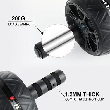 Ролер для пресу AB Roller - тренажер для пресу з килимком для колін. Антиковзне обладнання для тренування пресу вдома. Підходить для початківців та професіоналів, чорний