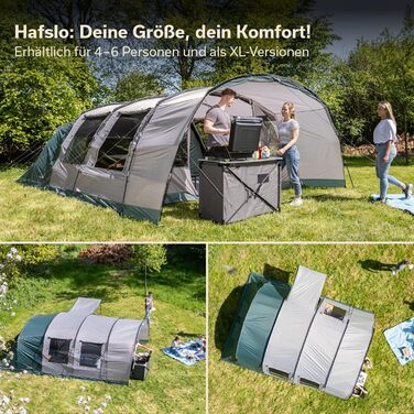 Намет Skandika Hafslo Sleeper Protect для кемпінгу 4/5/6 осіб, водонепроникний, з інтегрованим дном (5000 мм), з тамбуром, чорна спальня | Сімейний намет XL