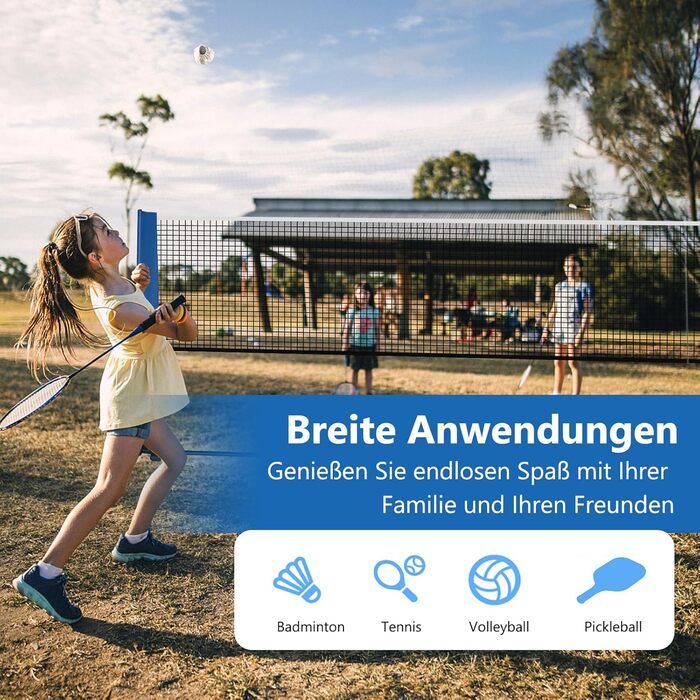 Сітка для бадмінтону GOPLUS зі стійкою, регульована по висоті 89-155 см, з сумкою та 2 воланами, для бадмінтону, тенісу, волейболу, для залу та вулиці, 420 см