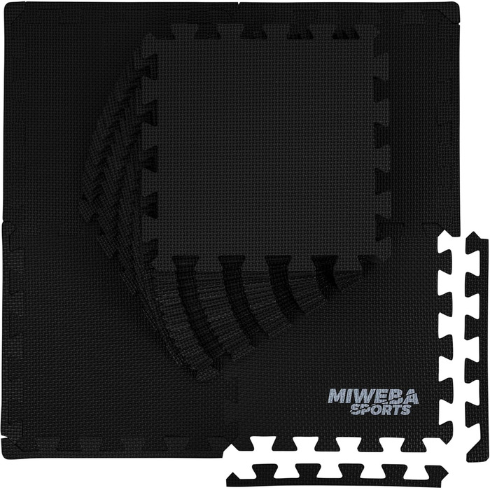 Пазлова захисна спортивна мат для підлоги Miweba BS50 8 шт. (1,7 м²) / BS100 18 шт. (3,175 м²) – для фітнесу, йоги, гімнастики
