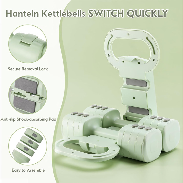 Регульовані гантелі для жінок, набір 1-5 кг, 2 шт. Багатофункціональний набір гантелей 4-в-1 для дому та фітнесу, тренування для жінок та чоловіків