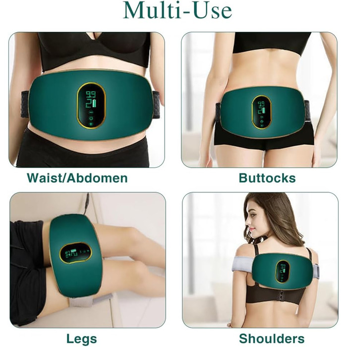 Електричний масажер для живота та схуднення, поясний слінг, вібраційний, для дому, офісу та подорожей (зелений)