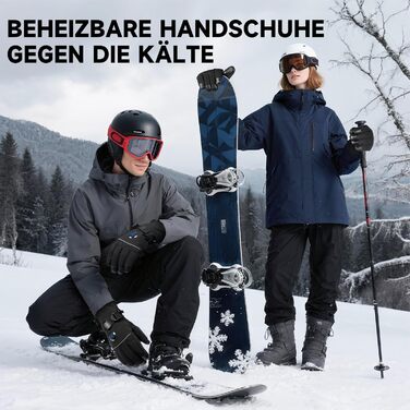 Гріючі рукавички з акумулятором 6000mAh USB, для жінок та чоловіків, 3 режими нагріву, водонепроникні, з підтримкою сенсорного екрану, чорний колір, EU