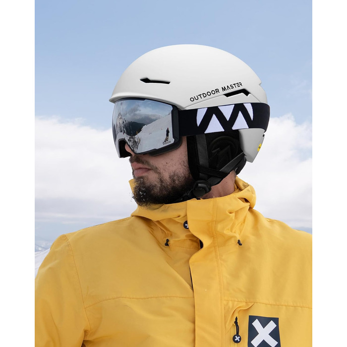 Гірськолижний шолом OutdoorMaster ELK MIPS для сноуборду, чоловіків, жінок і підлітків, перламутрово-білий, розмір L