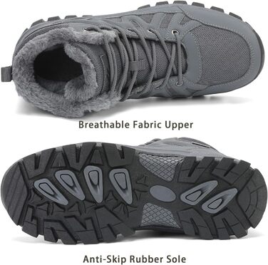 Чоловічі зимові черевики FLARUT: теплі, водонепроникні, для хайкінгу та трекінгу, сірі, 46 EU