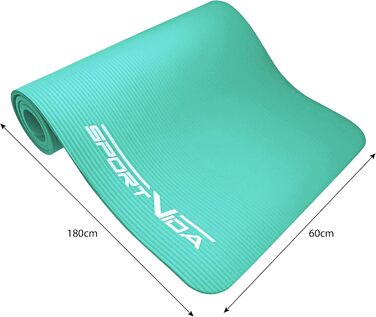 Килимок для йоги SportVida з нековзким покриттям, NBR, 180 x 60 x 1 см - для дому, з сумкою, фітнес-килимок, 2 розміри, 6 кольорів