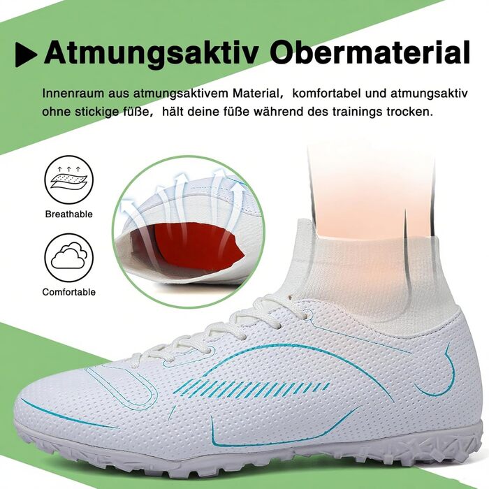 Футбольні черевики для чоловіків Madame Großer Junge, розмір 39 EU, білі, тип TF