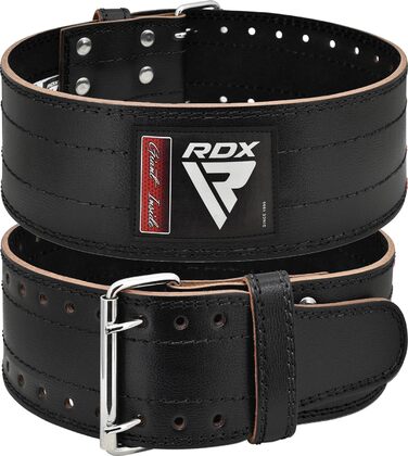 Шкіряний пояс для важкої атлетики RDX 4”, сертифікований IPL USPA, 12 отворів, 6 мм, для пауерліфтингу, бодібілдингу та фітнесу, чорний, розмір L, для чоловіків і жінок