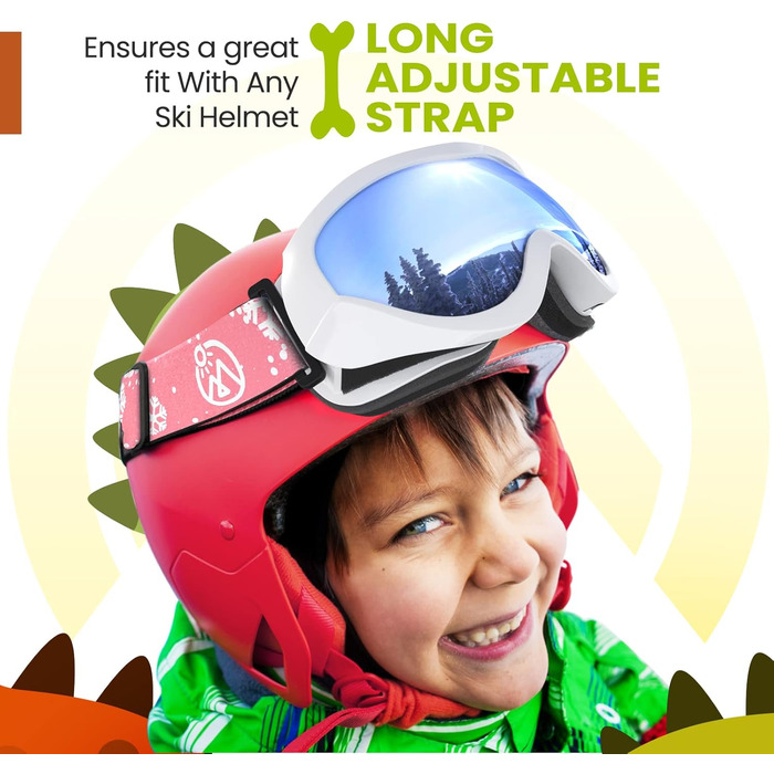 Дитяча лижна маска OutdoorMaster, сумісна з шоломом, для хлопчиків і дівчаток, 100% UV-захист, VLT 10%, біла оправа, сіра лінза
