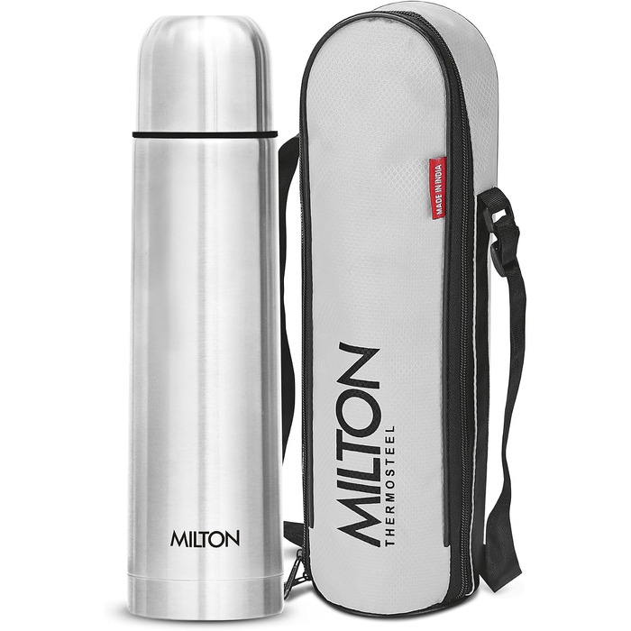 Термос Milton Thermosteel Flip Lid 1000 мл, вакуумна stainless steel пляшка для напоїв (гарячі та холодні), герметична, срібляста