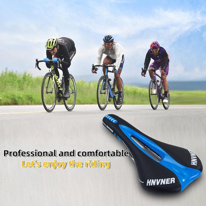 Комфортний сідло для велосипеда: ергономічне, Hohl, для міських велосипедів, шосе, MTB (280x140x55 мм, PU, чорний/синій)