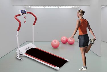 Біговий тренажер ECO-DE з LCD-дисплеєм, 1-10 км/год, 500 Вт, магнітна система безпеки, складаний, білий