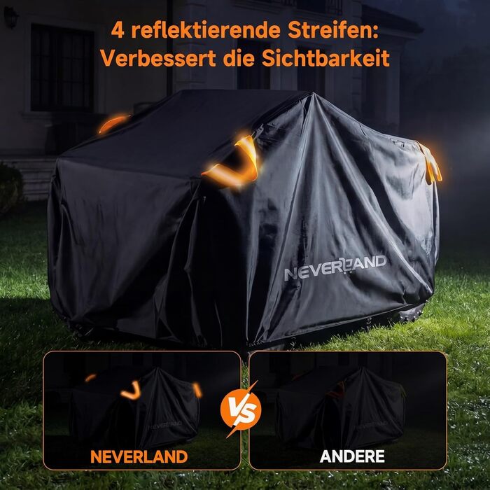 Водонепроникний чохол для квадроцикла NEVERLAN XL (210x120x115 см), захисний від UV, пилу та снігу, 210D Oxford, помаранчево-чорний