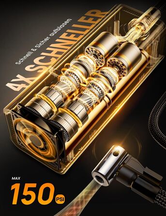 Електрична повітряна помпа Lamicall з акумулятором для велосипеда, авто, мото - 150 PSI, компресор з цифровим манометром та Powerbank, 5000mAh з металевим циліндром