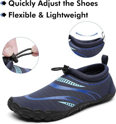 Чоловічі та жіночі аквашузи Mishansha для плавання та відпочинку на воді, чорно-морського кольору (37 EU)