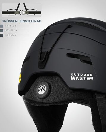 Шолом для гірських лиж та сноуборду OutdoorMaster ELK MIPS, матовий чорний, розмір M