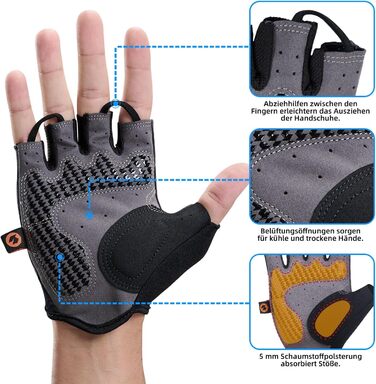 Велосипедні рукавички Souke без пальців, з підкладкою, для гірського велосипеда, антиковзаючі, дихаючі, з відбиваючими елементами, для чоловіків та жінок