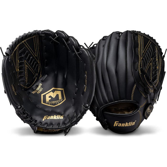 Рукавиця для бейсболу та софтболу Franklin Sports Field Master (Права рука, 33 см, Чорно-золота)