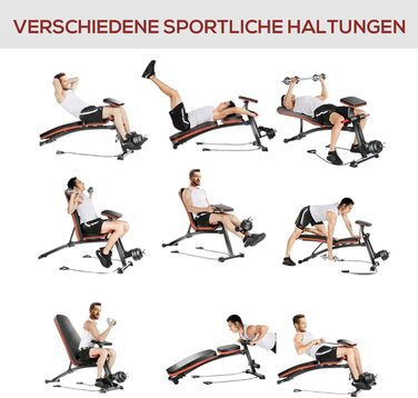 HOMCOM Складана тренажерна лава для дому з регулюванням спинки, жимовою машиною та підтримкою до 300 кг. Ідеально для фітнесу та загального тренування тіла