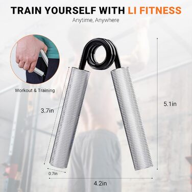 Набір для розвитку хвату Li Fitness, 7 предметів – металеві тренажери (22,7–158,8 кг), фітнес-кільце, тренажер для пальців, для зміцнення кисті, реабілітації та тренувань