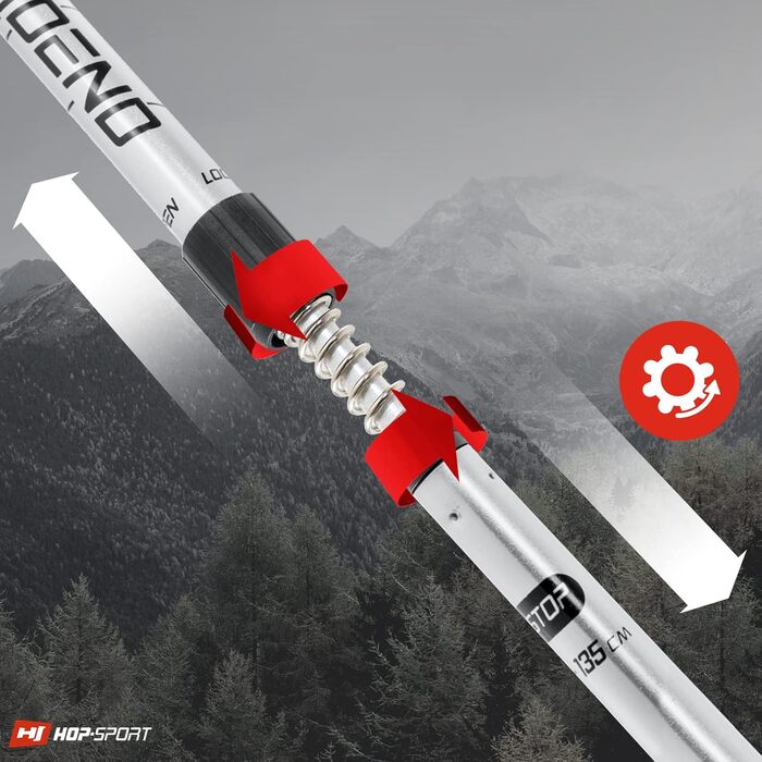 Трекінгові палиці Hop-Sport HS-0135TP для Nordic Walking з телескопічним регулюванням та антишоком, сріблястого кольору