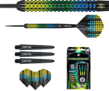 Дротики для дартсу WINMAU Firestorm, професійні, вольфрамові, 23 г, з оперенням і стержнями, стілтіп