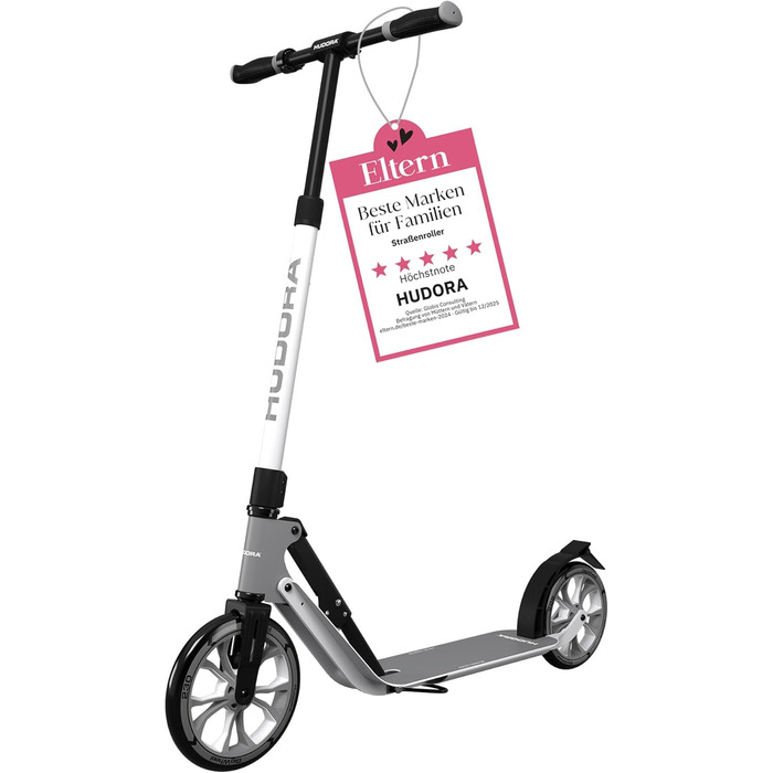 Самокат HUDORA BigWheel 230 Advanced алюмінієвий, складаний, до 120 кг, для дорослих і дітей, з підніжкою та дзвіночком