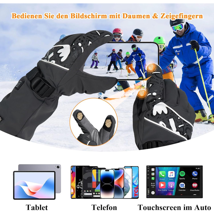 Нагріваючі рукавички Minthouz W13 з акумулятором 5V 5000mAh для чоловіків та жінок, сенсорний екран, водонепроникність, для активного відпочинку