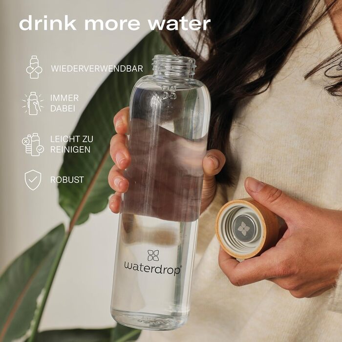 Набір для школяра waterdrop®: дитяча пляшка 600 мл з чорного матового скла, 18 безцукрових фруктових кубиків, герметична, підходить для газованої води