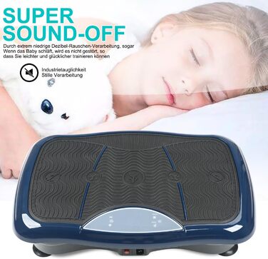 Віброплатформа для тренувань всього тіла Triclicks - 5 програм, з пультом, стрічки, для дому, схуднення, блакитна