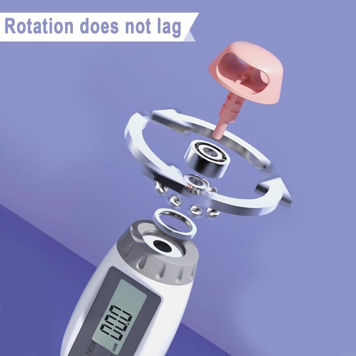 Скакалка WIYETY з лічильником, підшипниками та антиковзними ручками, регульована довжина, для чоловіків, дітей та дорослих - Рожевий